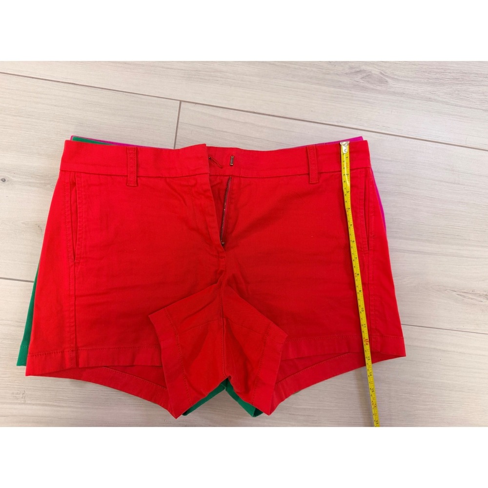 J.Crew Shorts Bundle Women Sz 10 Chino 3" Red Green Pink Preppy Summer Coastal - Picture 4 of 8